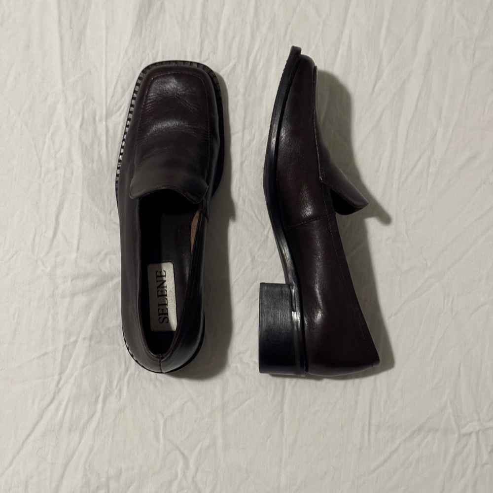 Dark Brown Leather healed Loafers